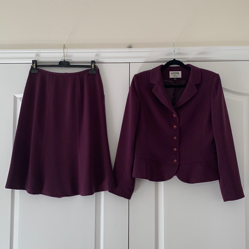 Kasper Women's Plum Blazer and Skirt Set